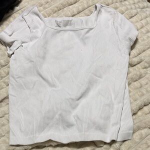 Wonder Nation White Ribbed Short Sleeve Top